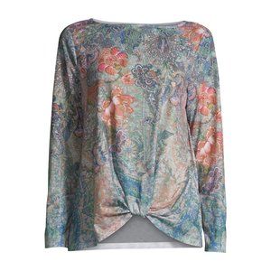 Time and Tru Women's Long Sleeve Front Twist Shirt